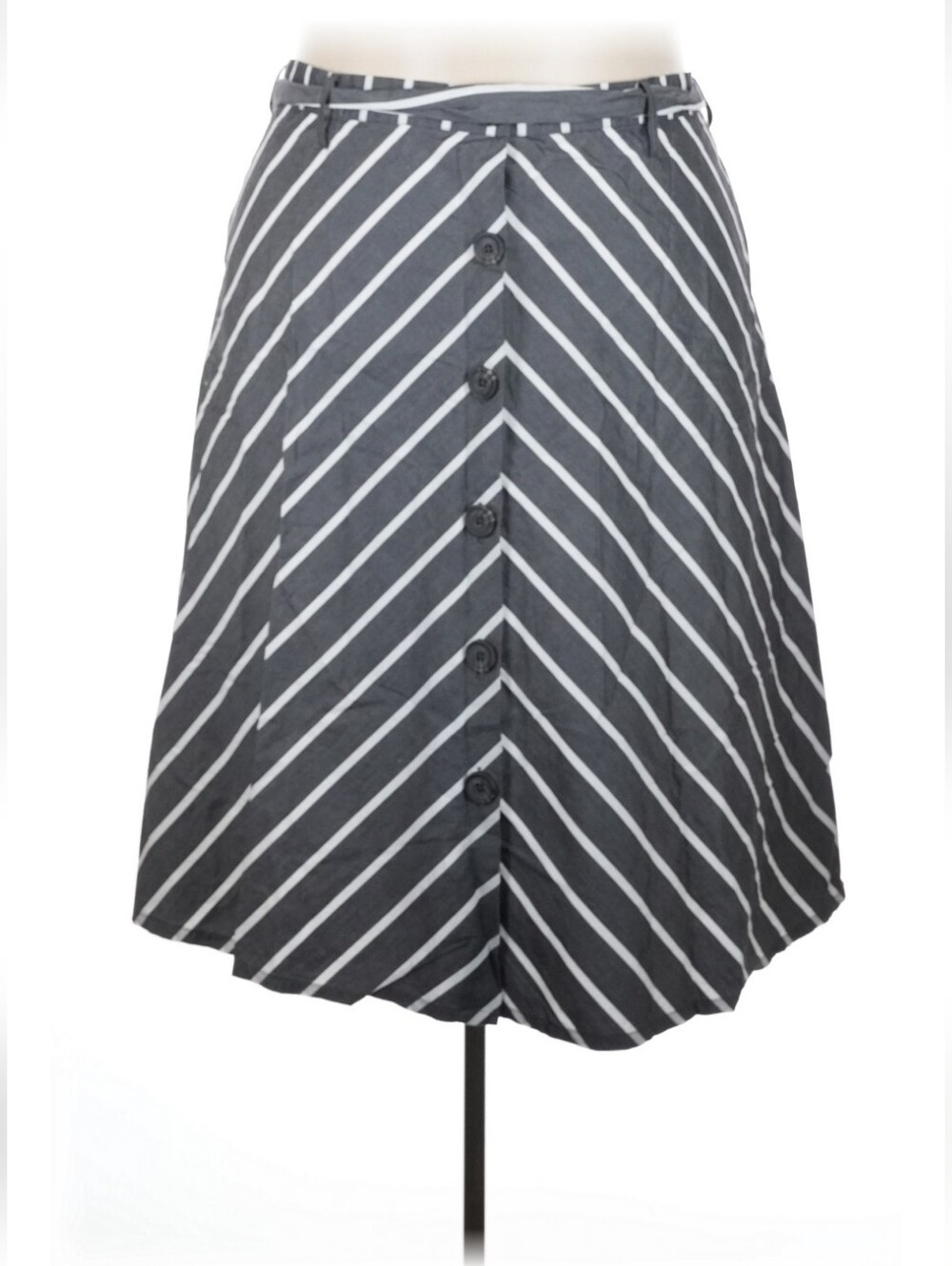 Ava & Viv Striped Button-Front Midi Skirt